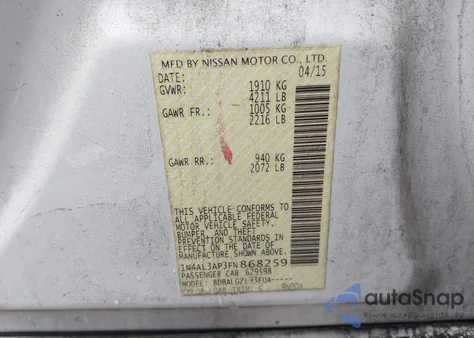 2015 Nissan Altima 2.5/2.5 S/2.5 Sl/2.5 Sv из США, поврежденный, VIN 1N4AL3AP3FN868259